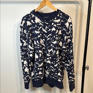 Abstract Blue and White Crewneck Sweater
